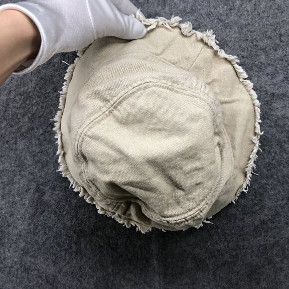 J. Crew Canvas Bucket Hat With Fringe Womens M/L Khaki Beige Cotton - Picture 6 of 7